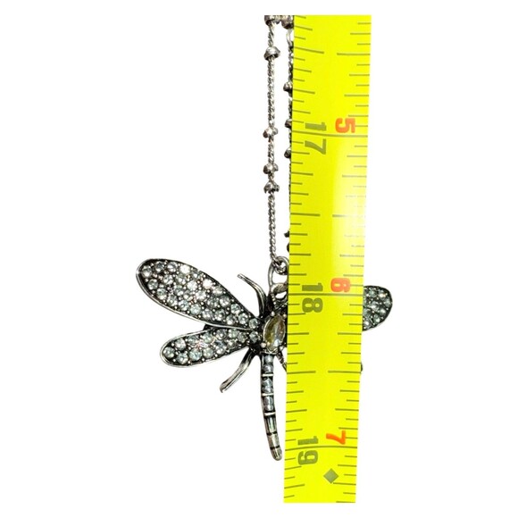 J. Jill Dragonfly Necklace Pendant Long Silver Tone Rhinestone Beads Adjustable - Picture 9 of 11